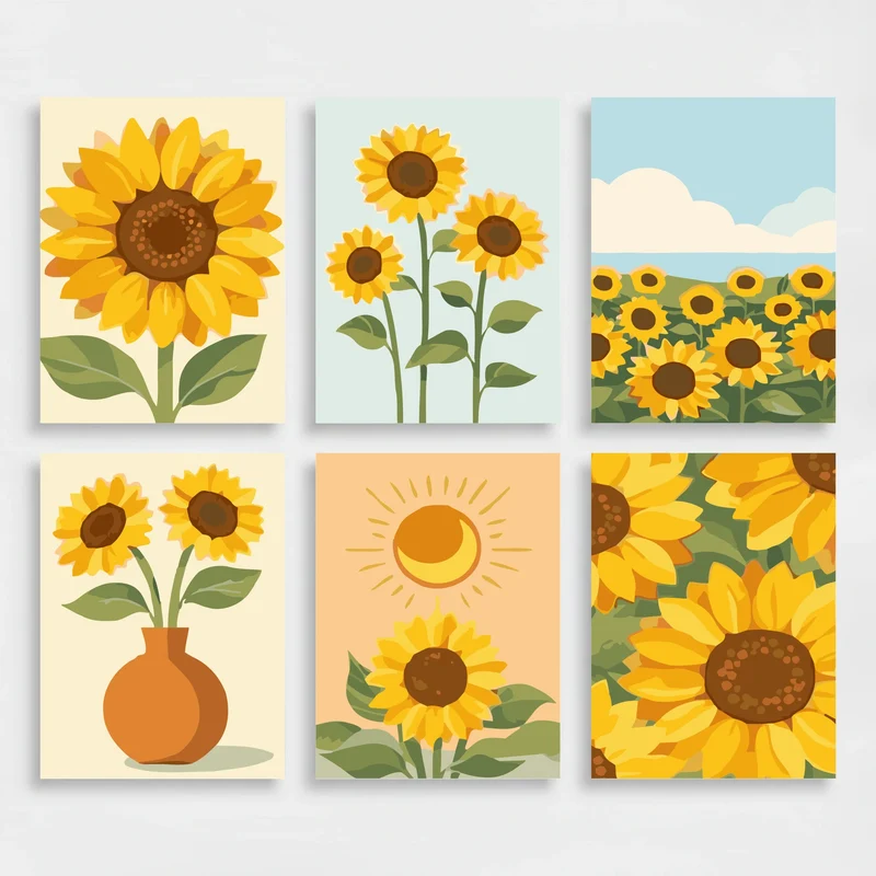 Sunflowers - Mini Paint by Numbers Set