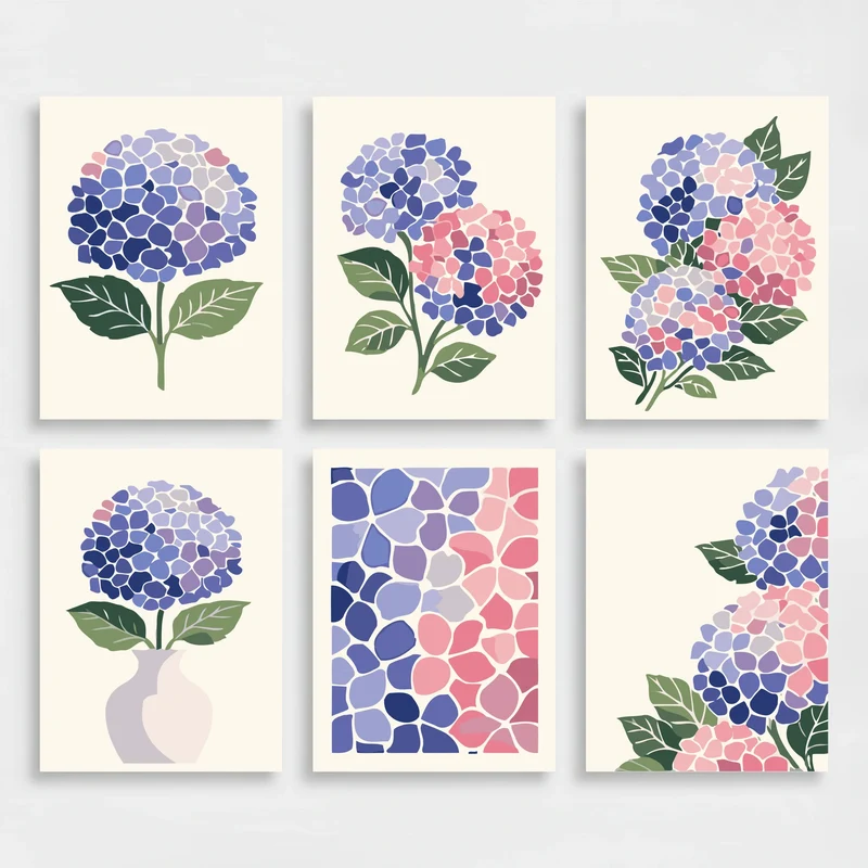 Hydrangeas - Mini Paint by Numbers Set