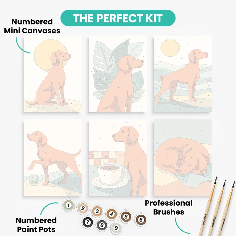 Vizslas - Mini Paint by Numbers Set