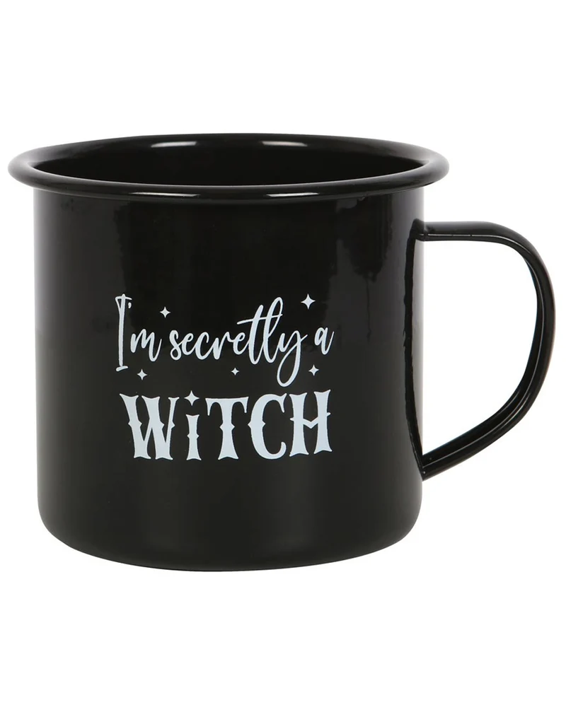 "I am secretly a Witch" Emaille Becher