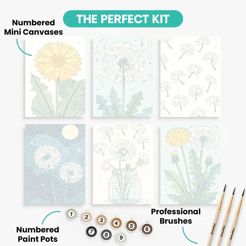 Dandelions - Mini Paint by Numbers Set