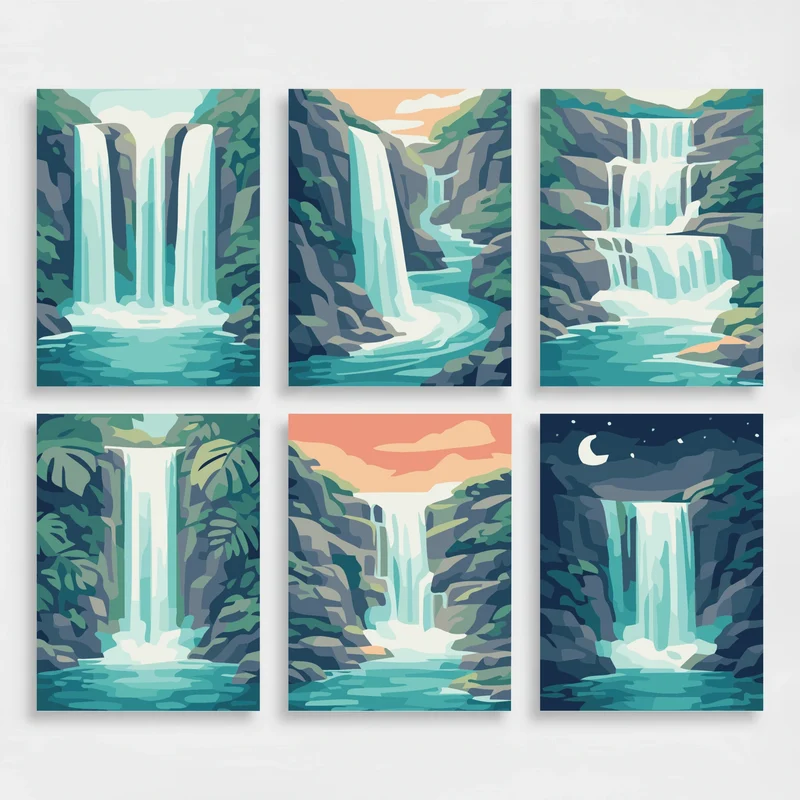 Cascading Waterfalls - Mini Paint by Numbers Set