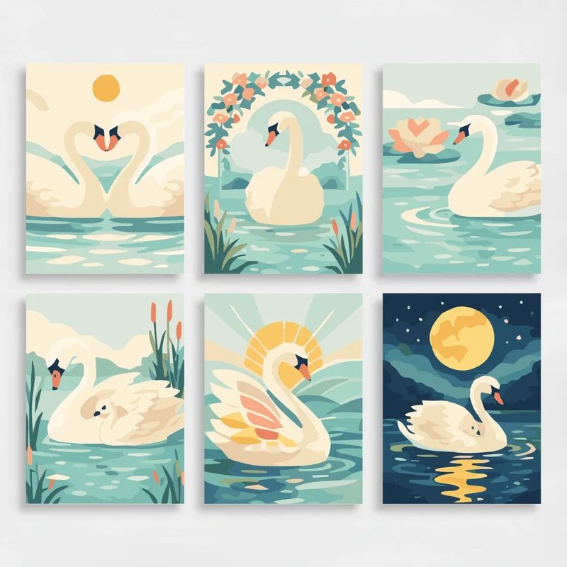 Swans - Mini Paint by Numbers Set
