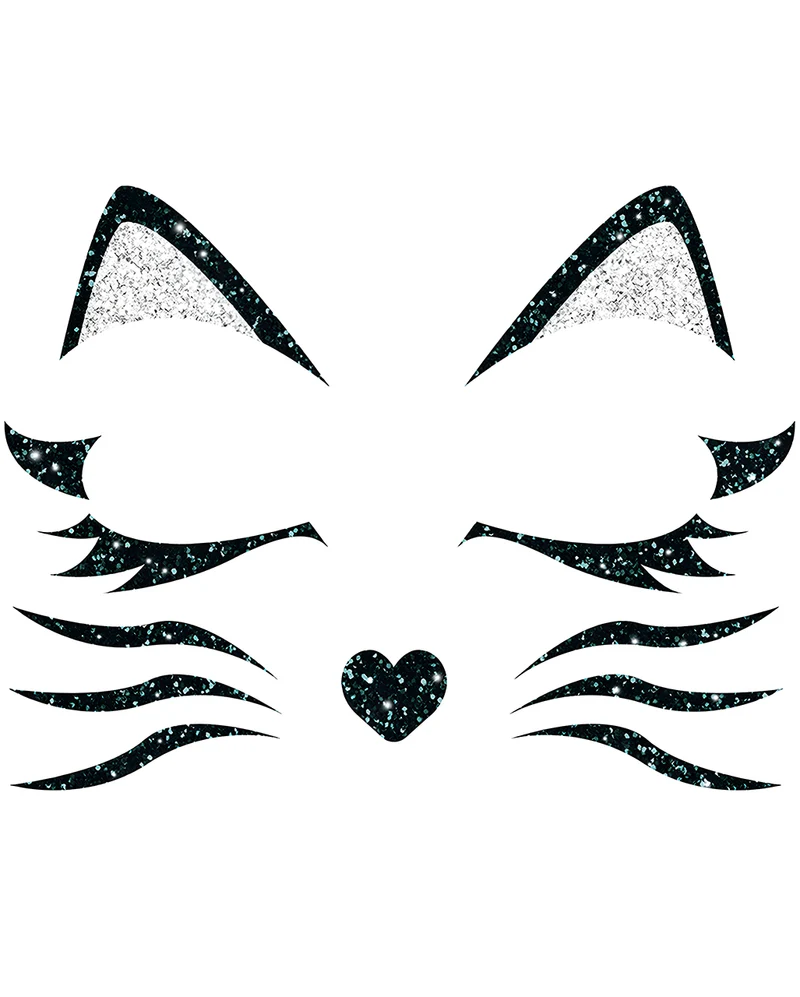 Glitzer Gesichtsaufkleber schwarze Katze