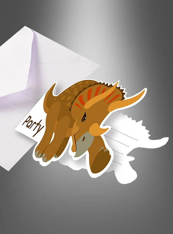 8 x Dino Party Einladungen mit Kuverts