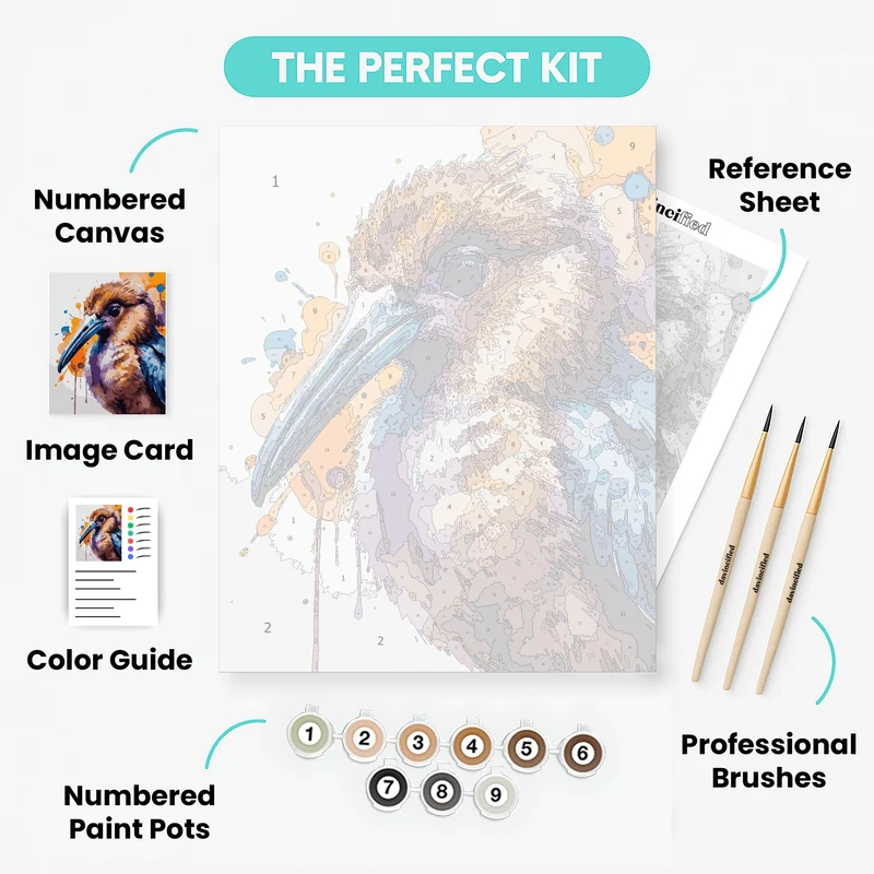 Vibrant Kiwi Bird Watercolor - Paint by Numbers Kit