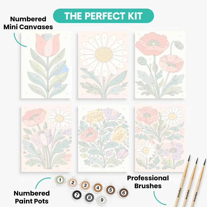 Vintage Floral Collection - Mini Paint by Numbers Set
