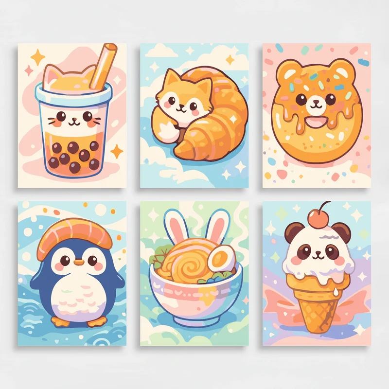 Kawaii Food Friends - Mini Paint by Numbers Set