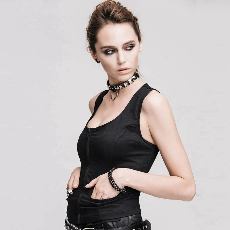 Damen Punk Weste Mit Zwei Taschen