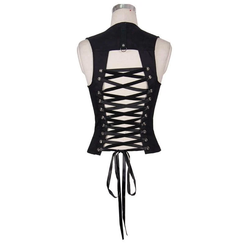 Damen Punk Weste Mit Zwei Taschen