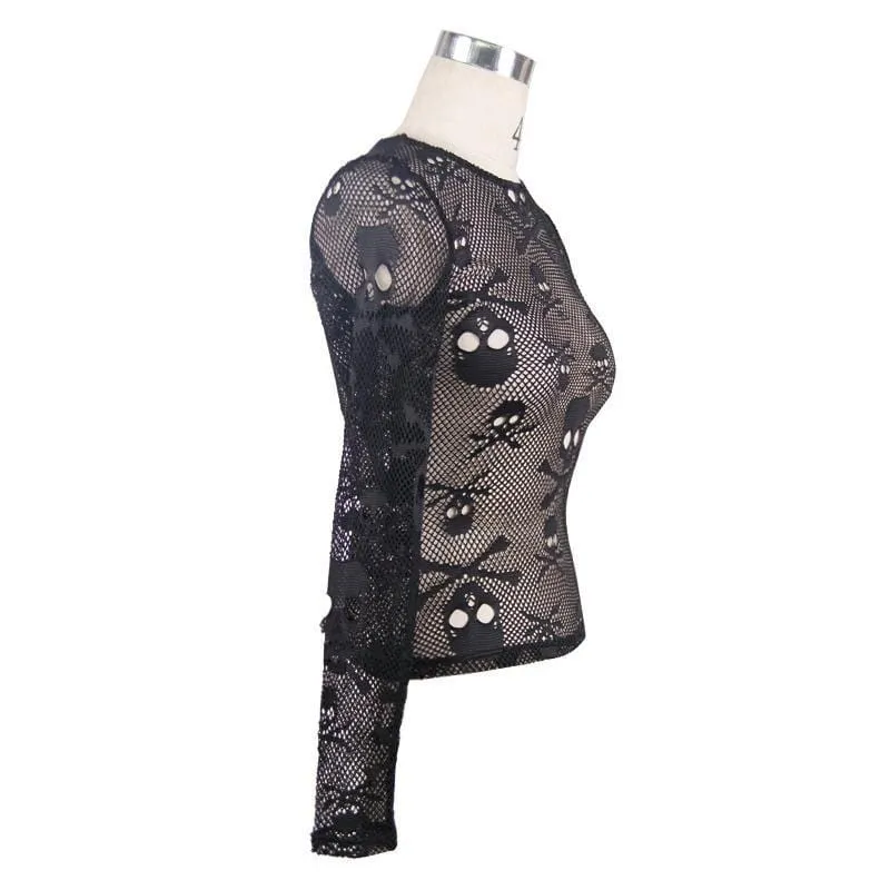 Damen Skull Net Kurzes Goth Top