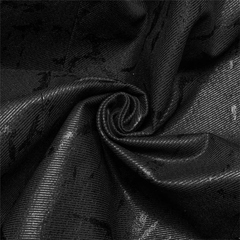 Herren Gothic Schwarz Stretch Twill Fabric Chef Kunstleder Mantel