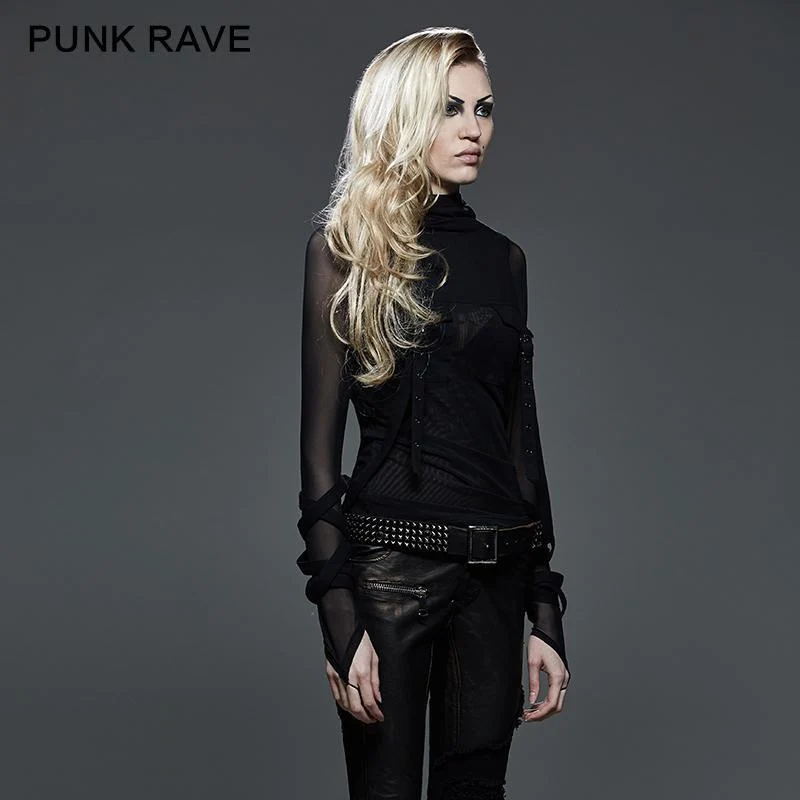 Damen Träger Kapuzen Mesh Tops