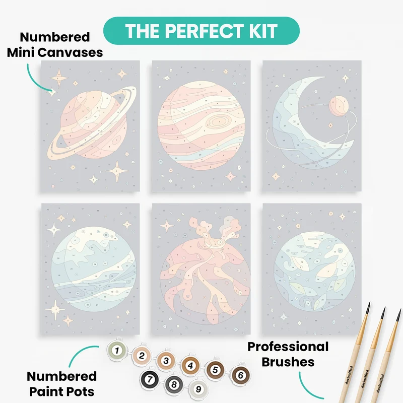 Cosmic Worlds - Mini Paint by Numbers Set