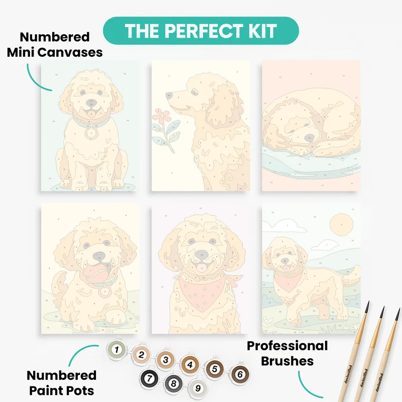Goldendoodles - Mini Paint by Numbers Set