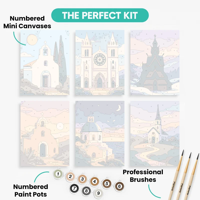 Churches - Mini Paint by Numbers Set