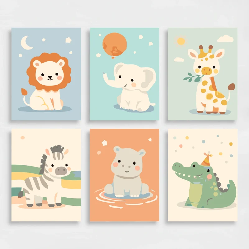 Adorable Safari Babies - Mini Paint by Numbers Set