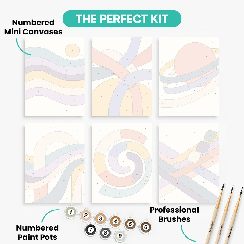 Retro Waves - Mini Paint by Numbers Set