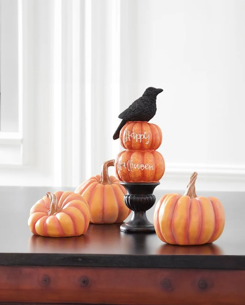 Happy Halloween Pumpkins mit Krähe & Urne 22cm