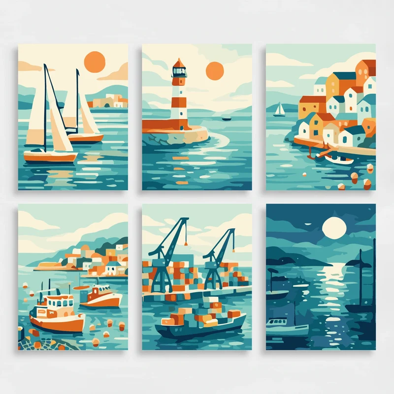 Harbors - Mini Paint by Numbers Set