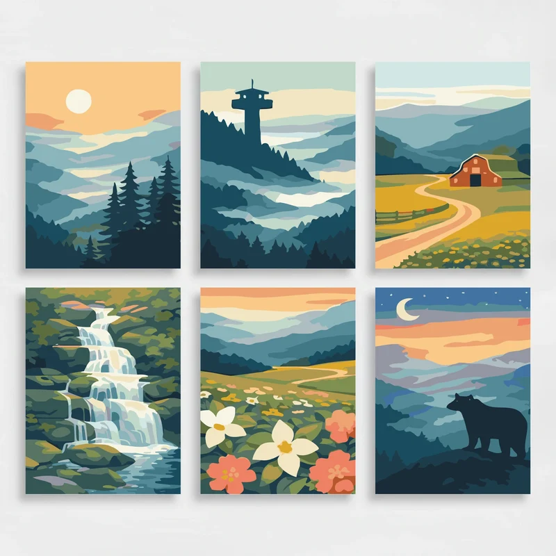 Great Smoky Mountains National Park - Mini Paint by Numbers Set