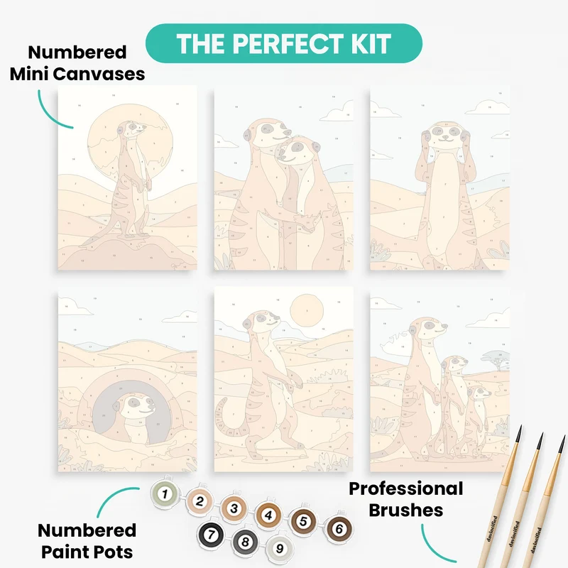 Meerkats - Mini Paint by Numbers Set