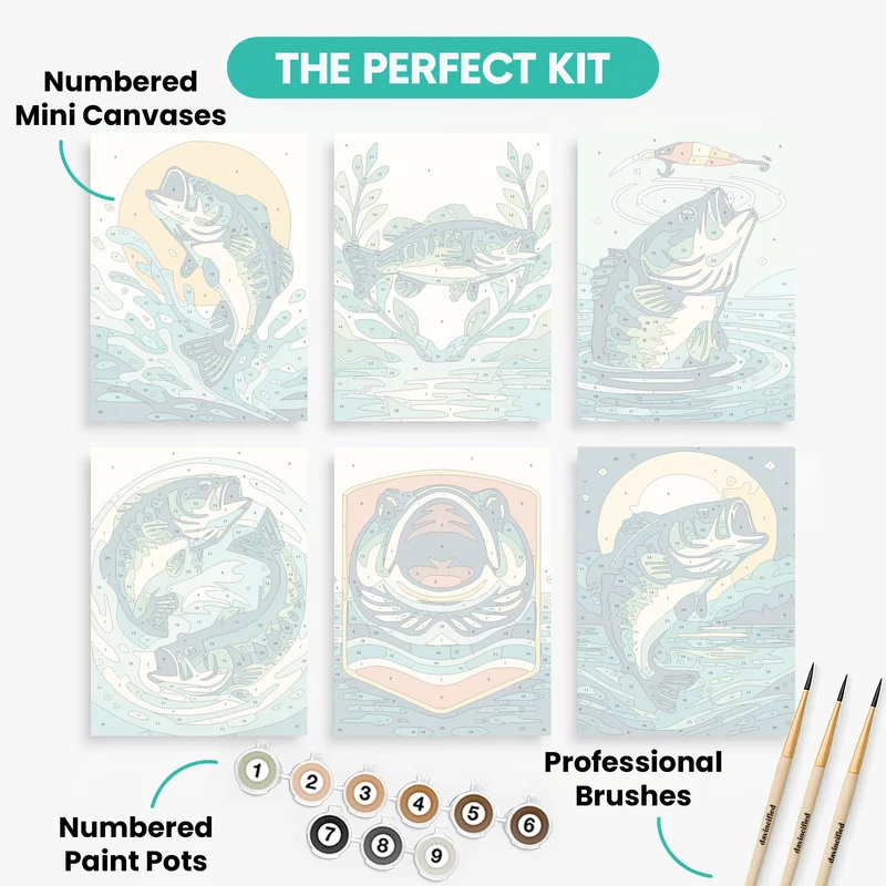 Bass Fish Catch - Mini Paint by Numbers Set