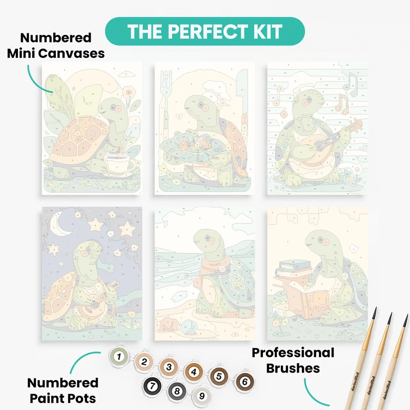 Tortoise Adventures - Mini Paint by Numbers Set