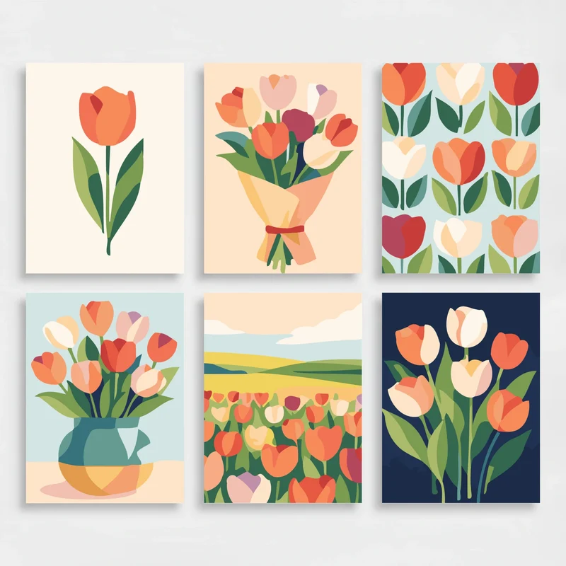Tulips - Mini Paint by Numbers Set