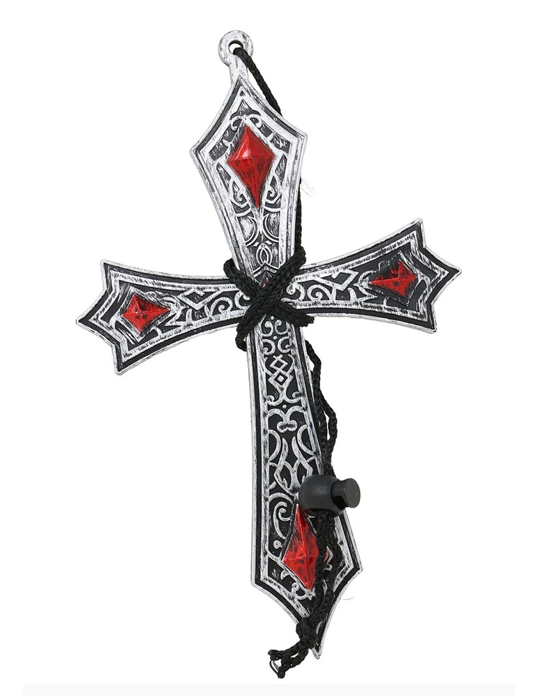 Gothic Kreuz als Kostümkette silber