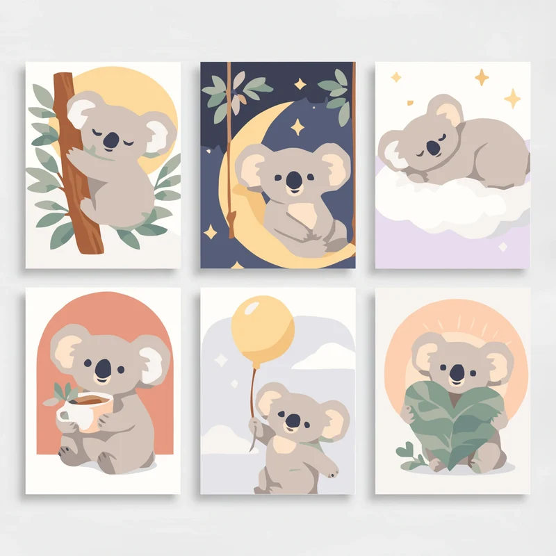 Sleepy Koalas - Mini Paint by Numbers Set