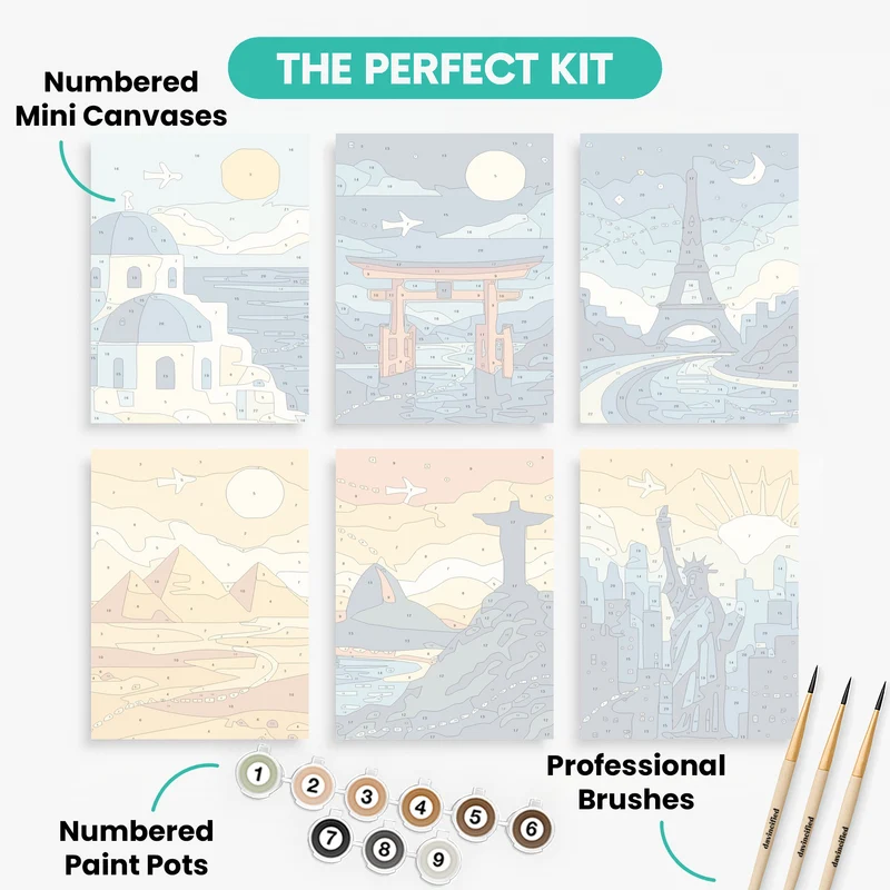 Wanderlust Destinations - Mini Paint by Numbers Set