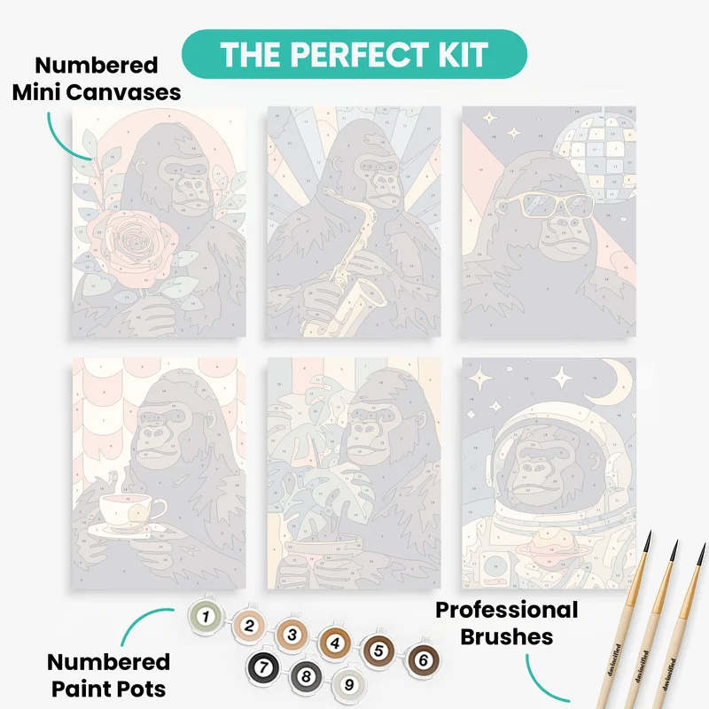 Gorillas - Mini Paint by Numbers Set