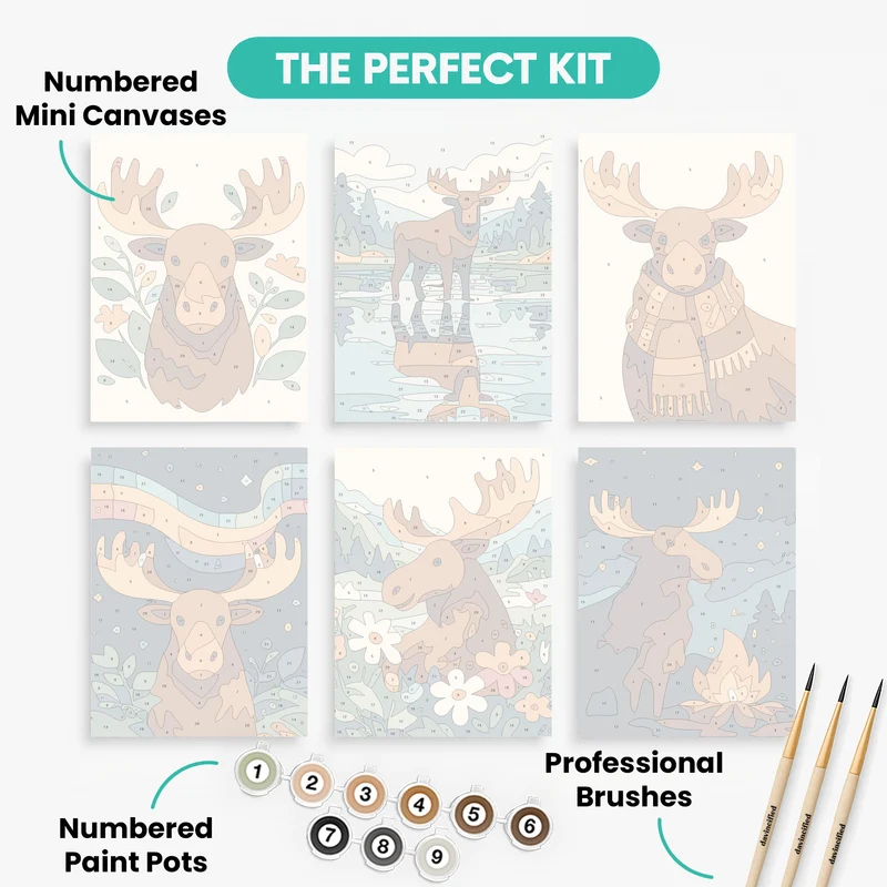 Majestic Moose - Mini Paint by Numbers Set