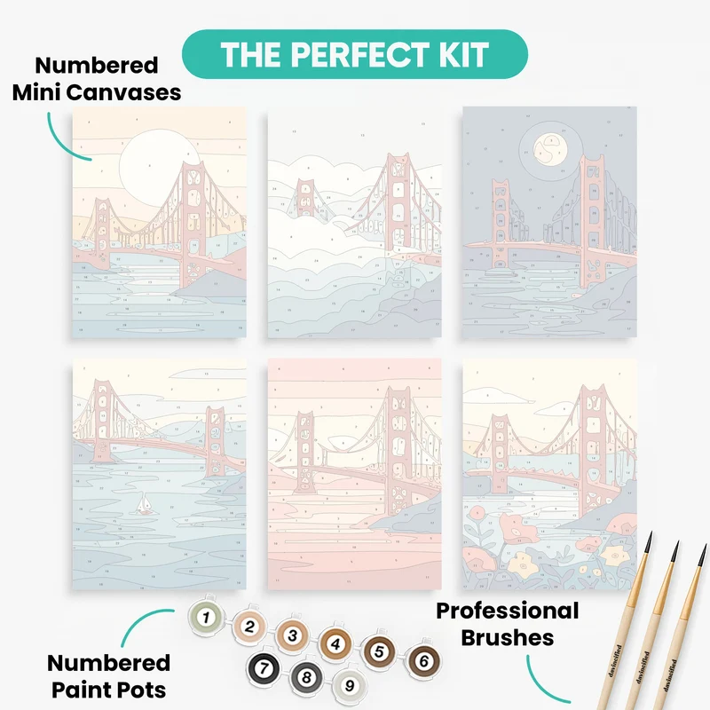 Golden Gate Bridge - Mini Paint by Numbers Set