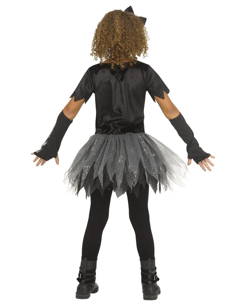 Silver Glitter Skelett Girl Kinderkostüm