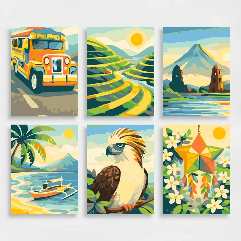 Philippine Islands - Mini Paint by Numbers Set