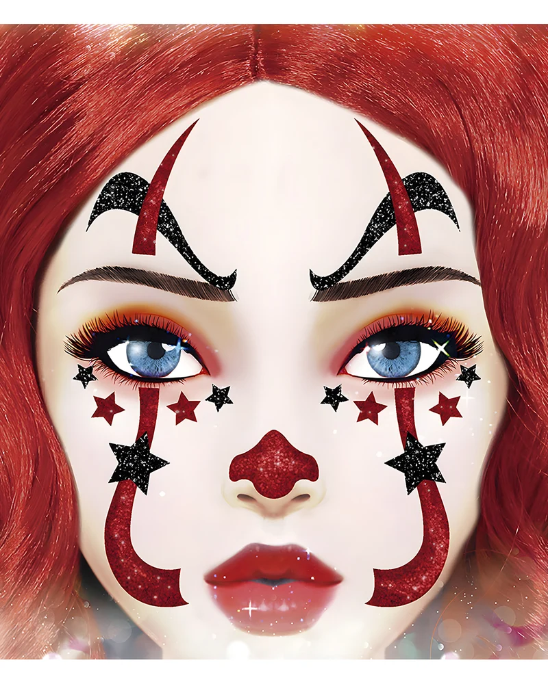 Glitzer Gesichtsaufkleber Horrorclown