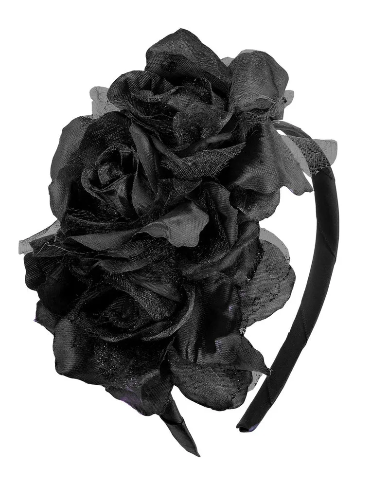 Haarreif mit Schwarzen Glitter Rosen