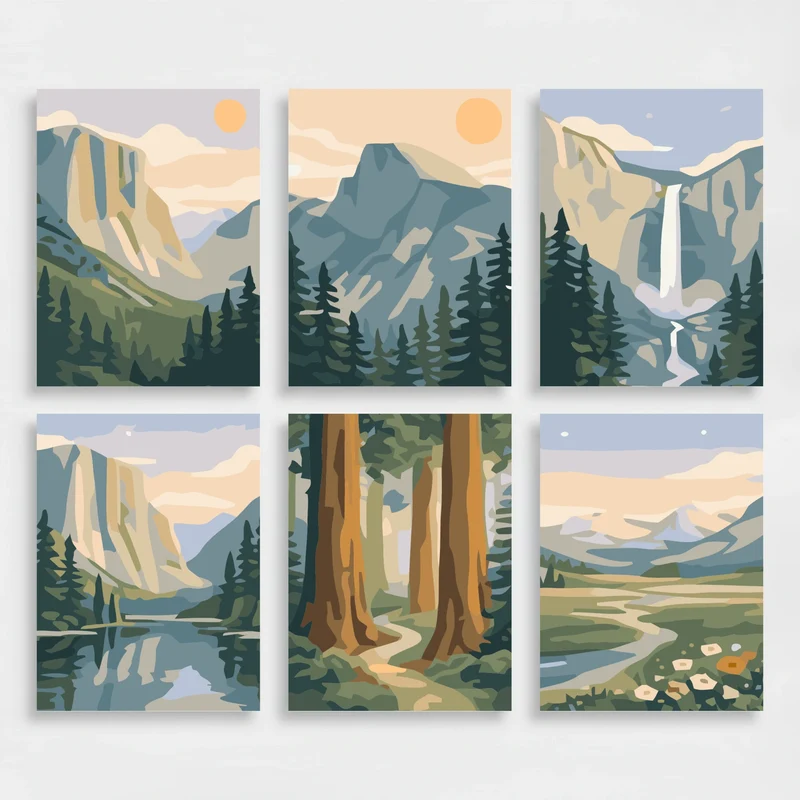 Yosemite Valley Majesty - Mini Paint by Numbers Set