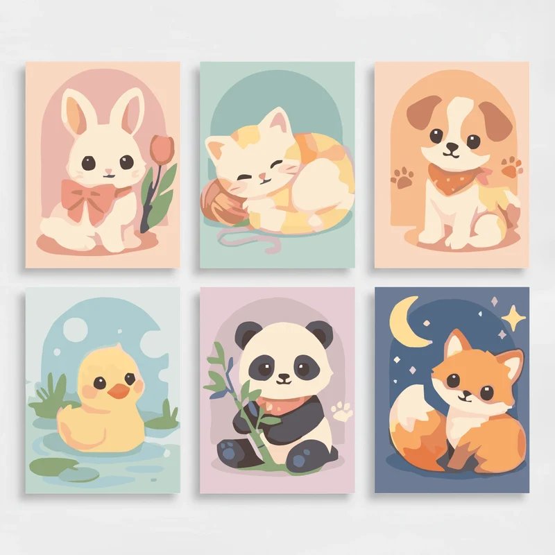 Adorable Baby Animals - Mini Paint by Numbers Set
