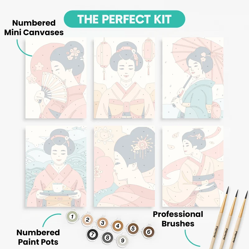 Geisha - Mini Paint by Numbers Set