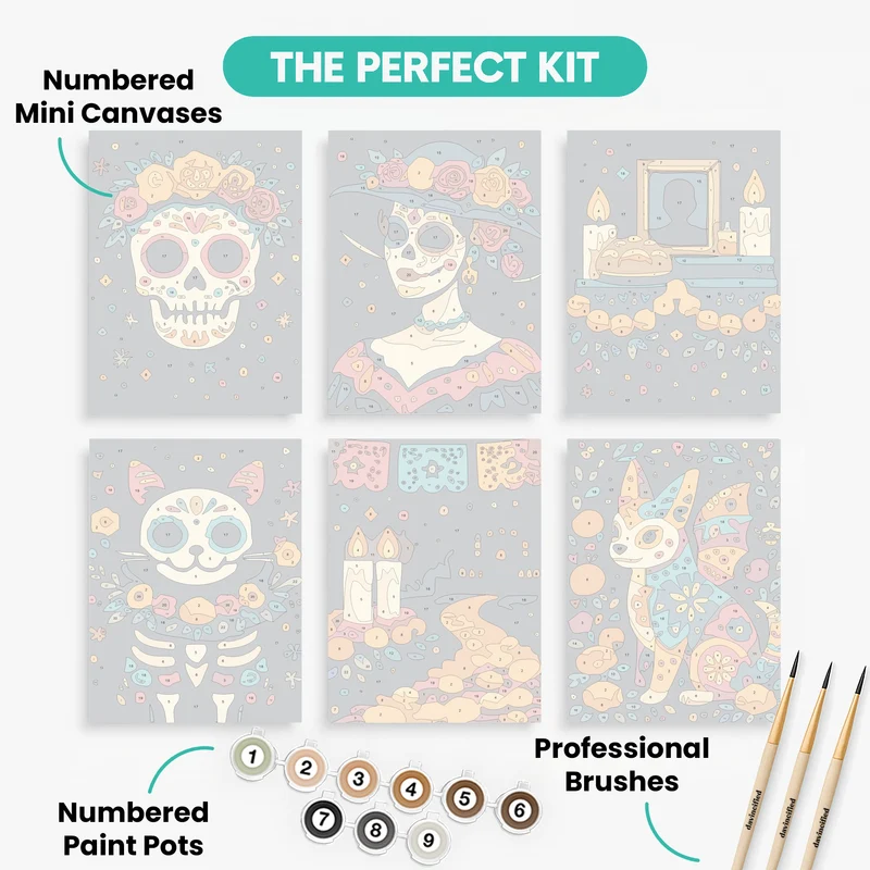 Day Of The Dead - Mini Paint by Numbers Set