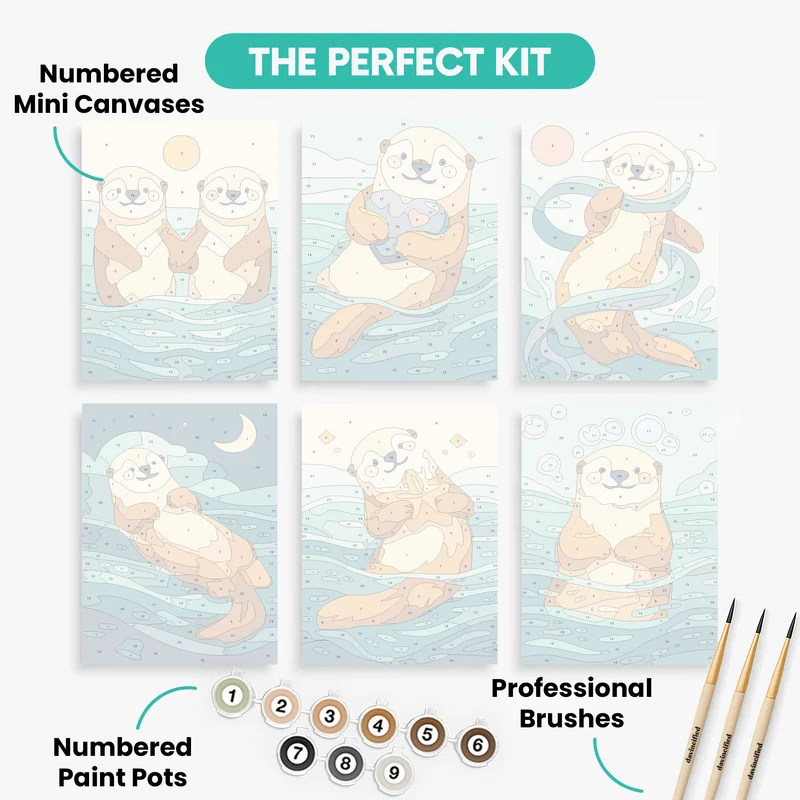 Otters - Mini Paint by Numbers Set