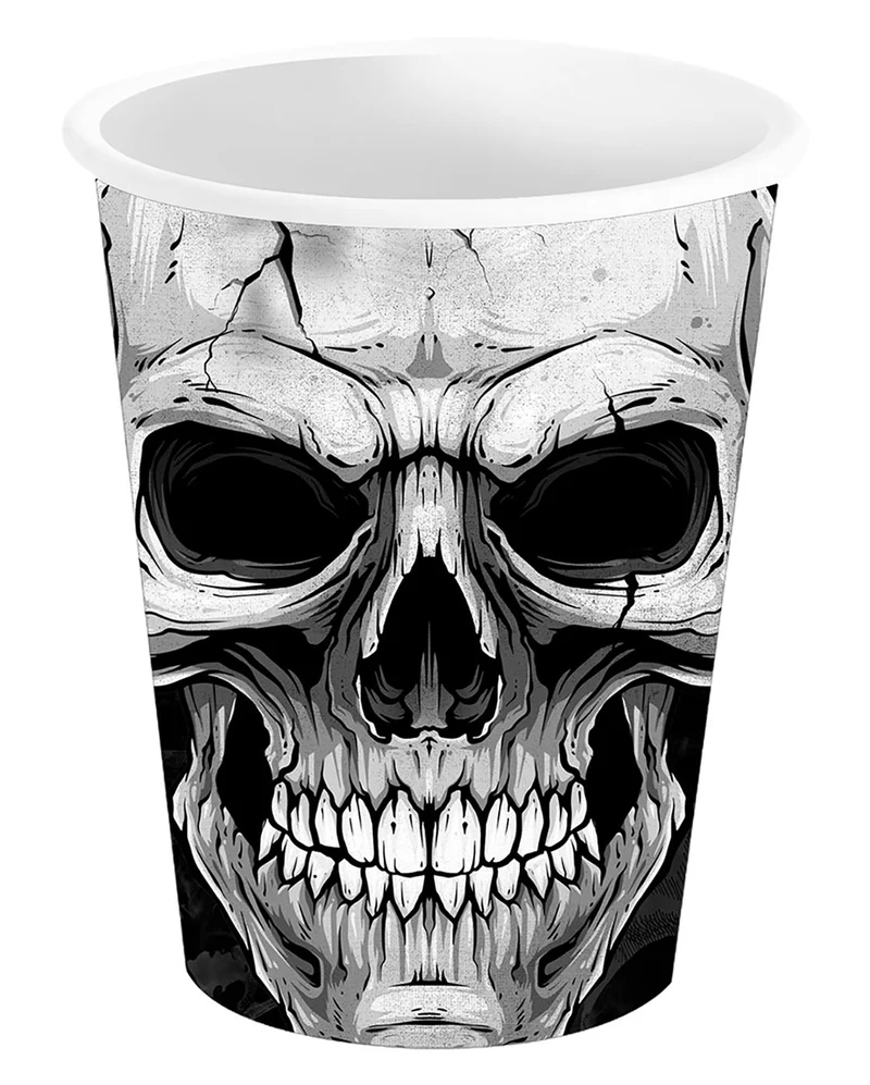Gruselige Totenkopf Pappbecher 6 St.