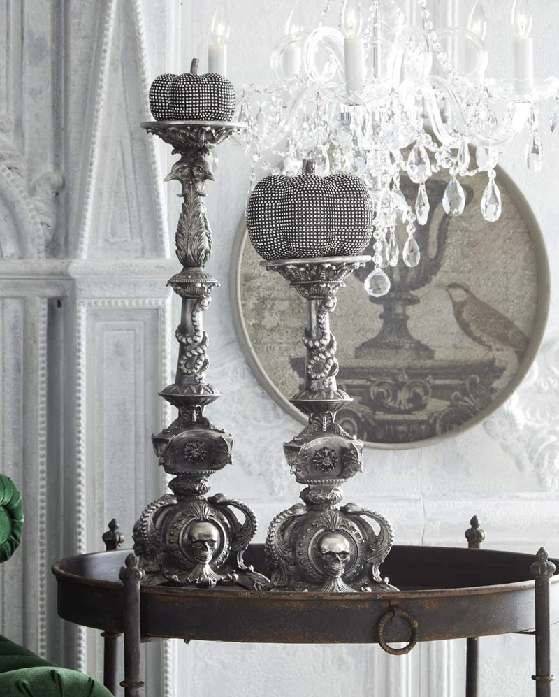Altar Kerzenhalter mit Totenschädel & Fledermaus 52cm