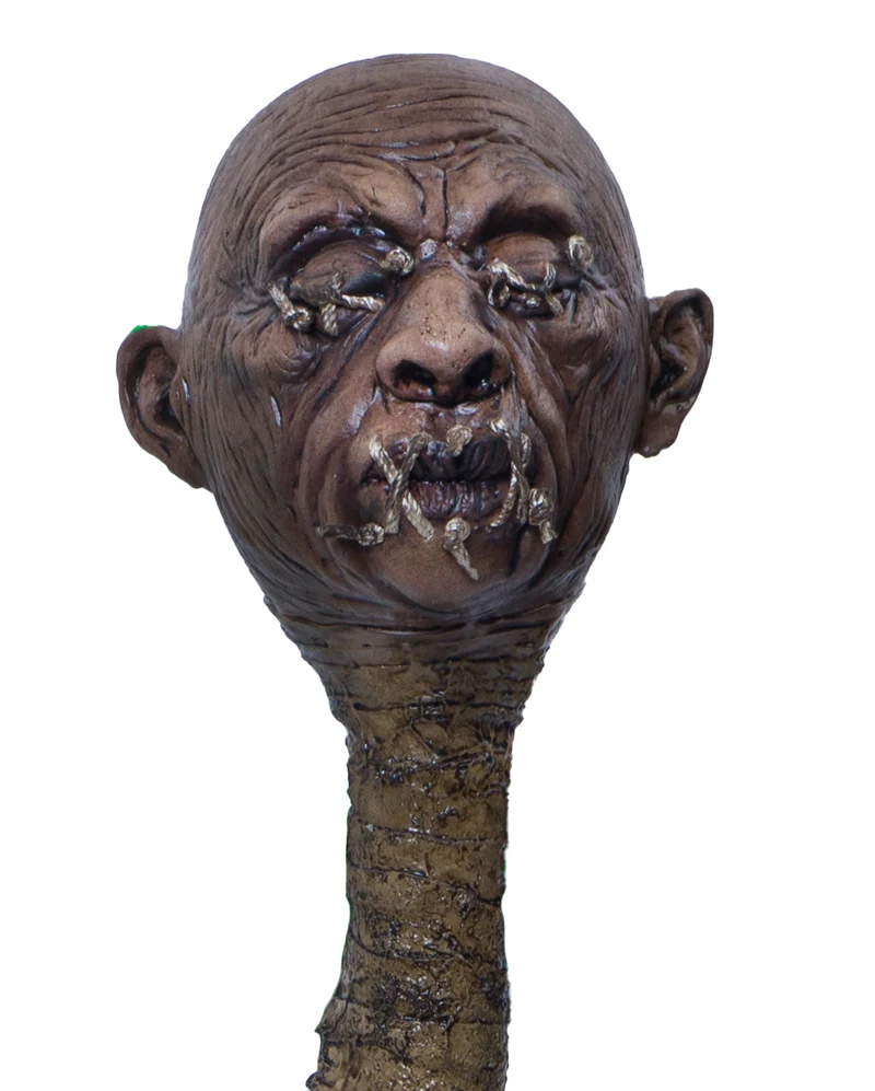 Voodoo Gehstock mit Schrumpfkopf 120cm