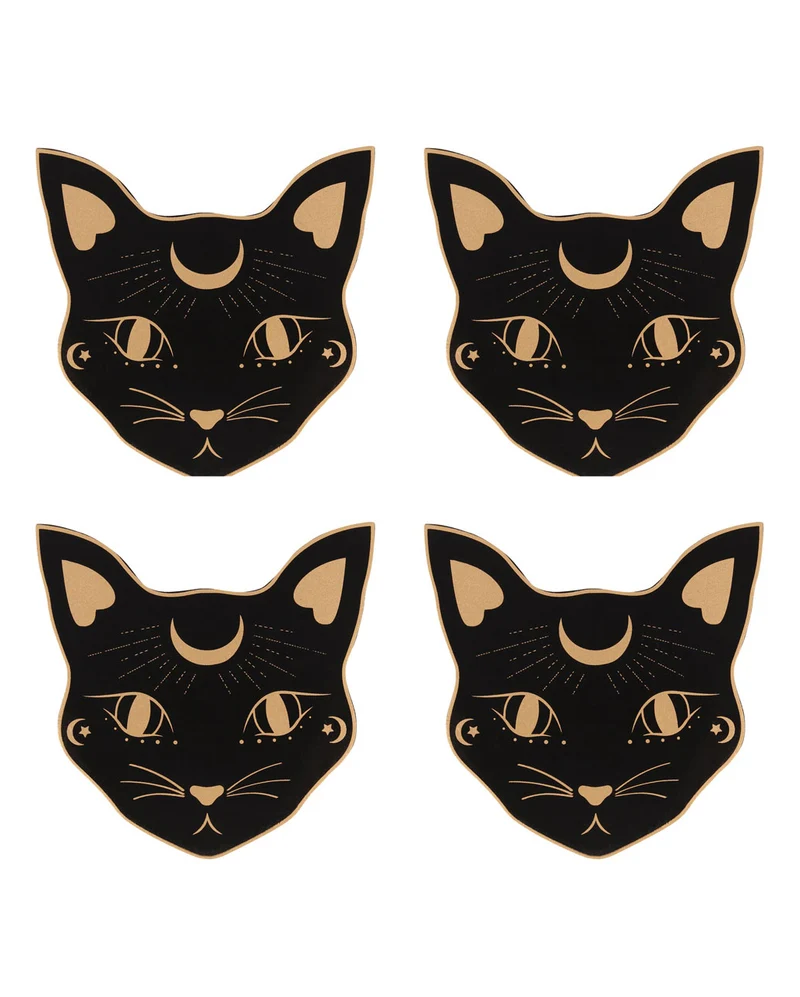 Mystische Katzengesicht Untersetzer 4er Set