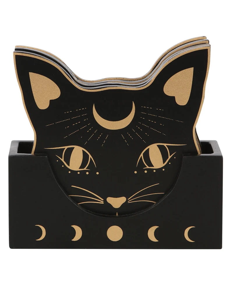 Mystische Katzengesicht Untersetzer 4er Set