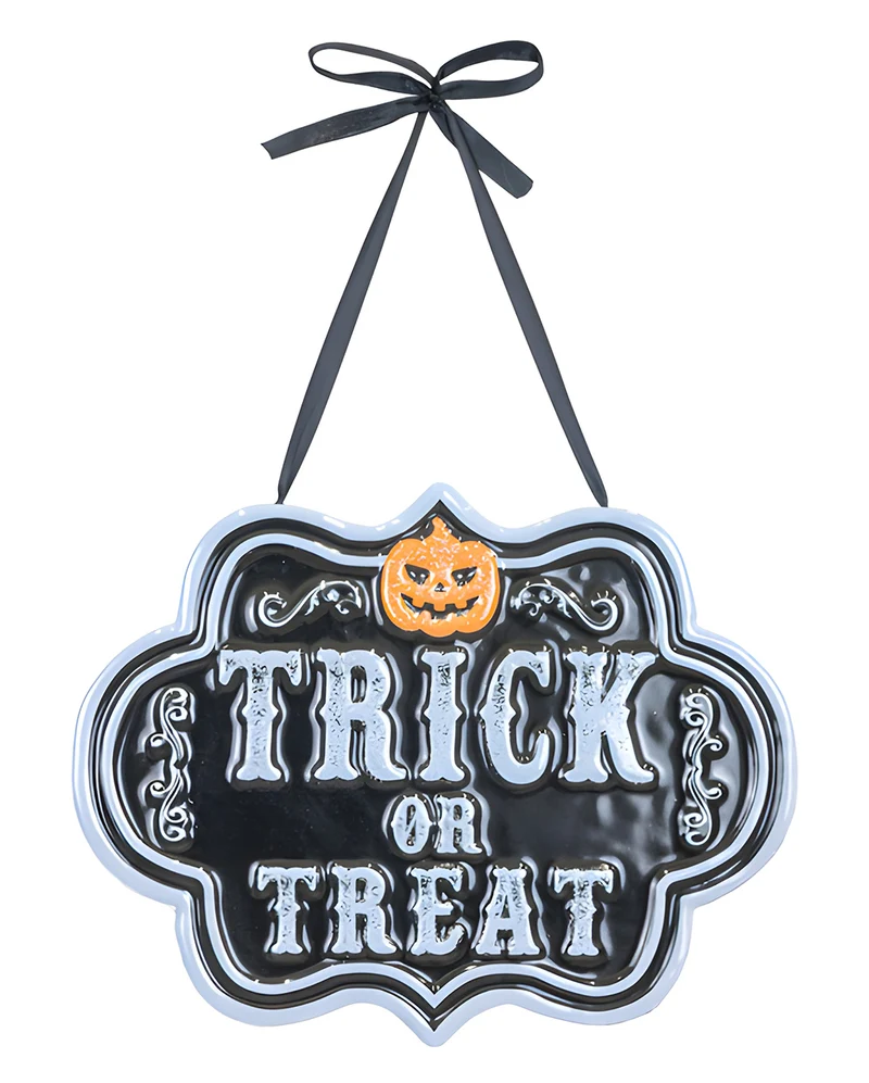 Metallschild Trick or Teat 25cm